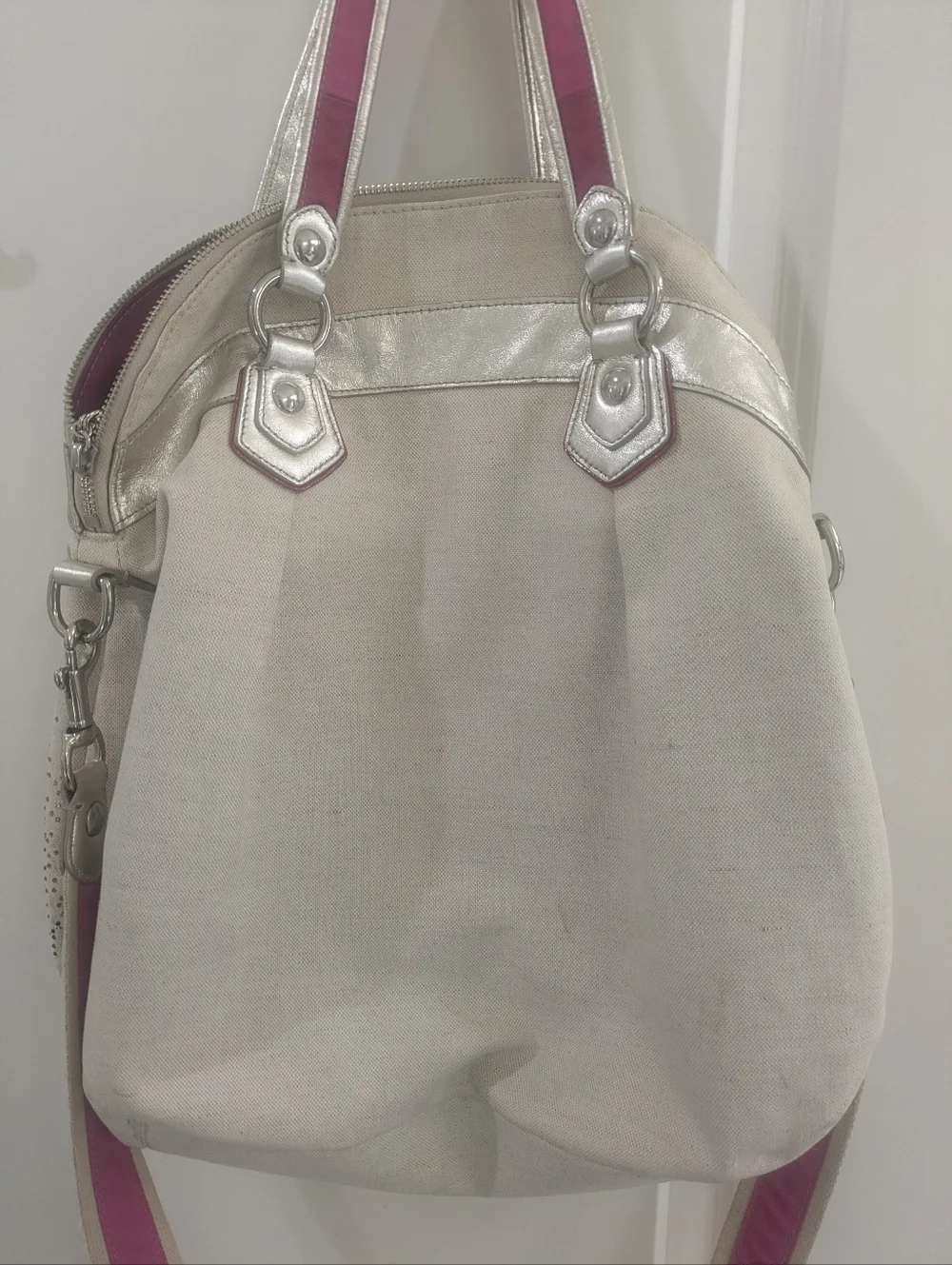 Coach Poppy white Canvas Graffiti Glam Tote With Bling - Picture 4 of 7